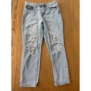 Blank NYC Madison High Rise Crop Distressed Light Wash Jeans Size 27